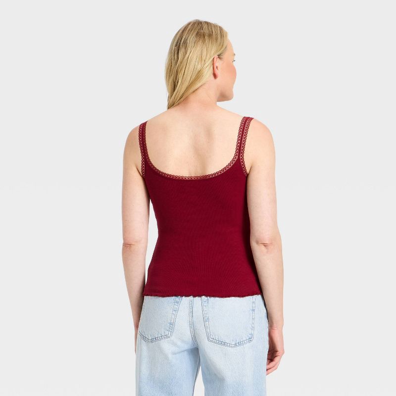 slide 2 of 4, Women's Lace Trim Cami - Universal Thread™ Burgundy XL, 1 ct