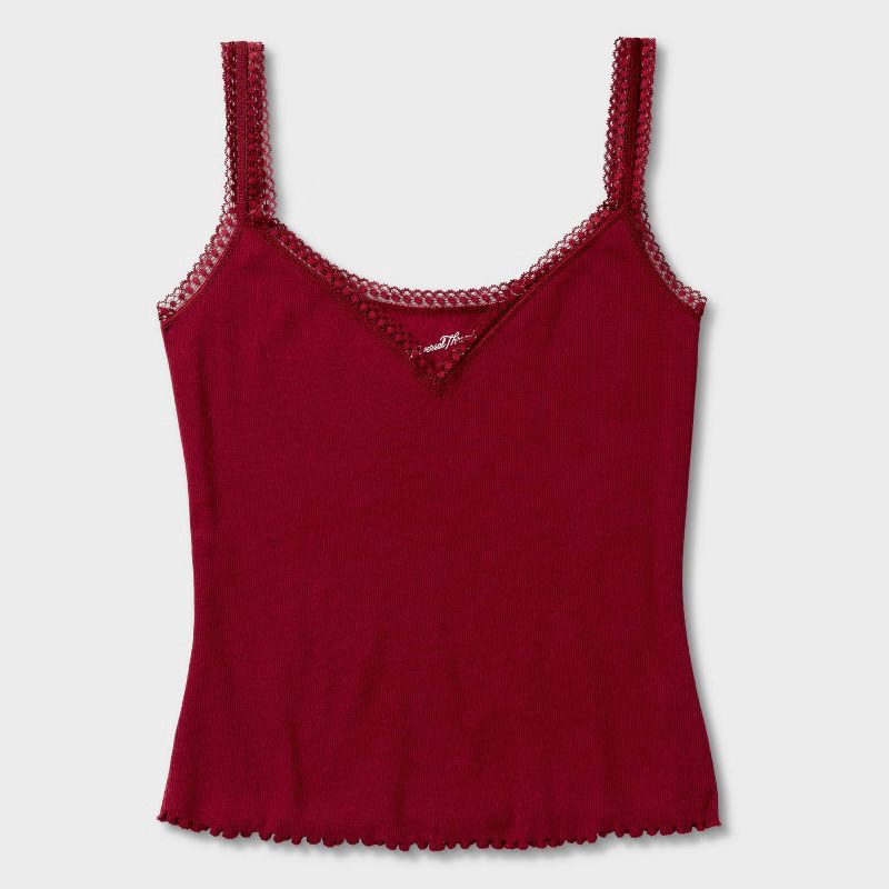 slide 4 of 4, Women's Lace Trim Cami - Universal Thread™ Burgundy XL, 1 ct