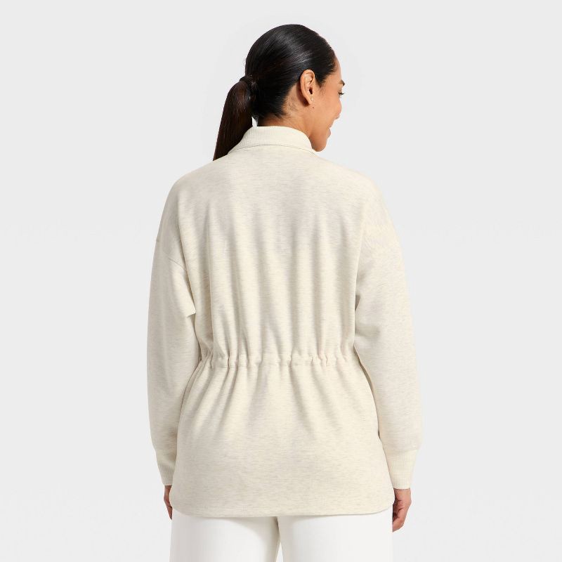 slide 5 of 5, Women's Airy Sleek Long Full Zip Jacket - All In Motion™ Cream Heather S, 1 ct