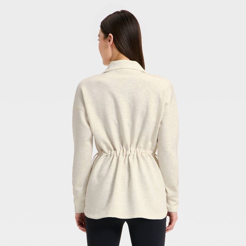 slide 2 of 5, Women's Airy Sleek Long Full Zip Jacket - All In Motion™ Cream Heather M, 1 ct