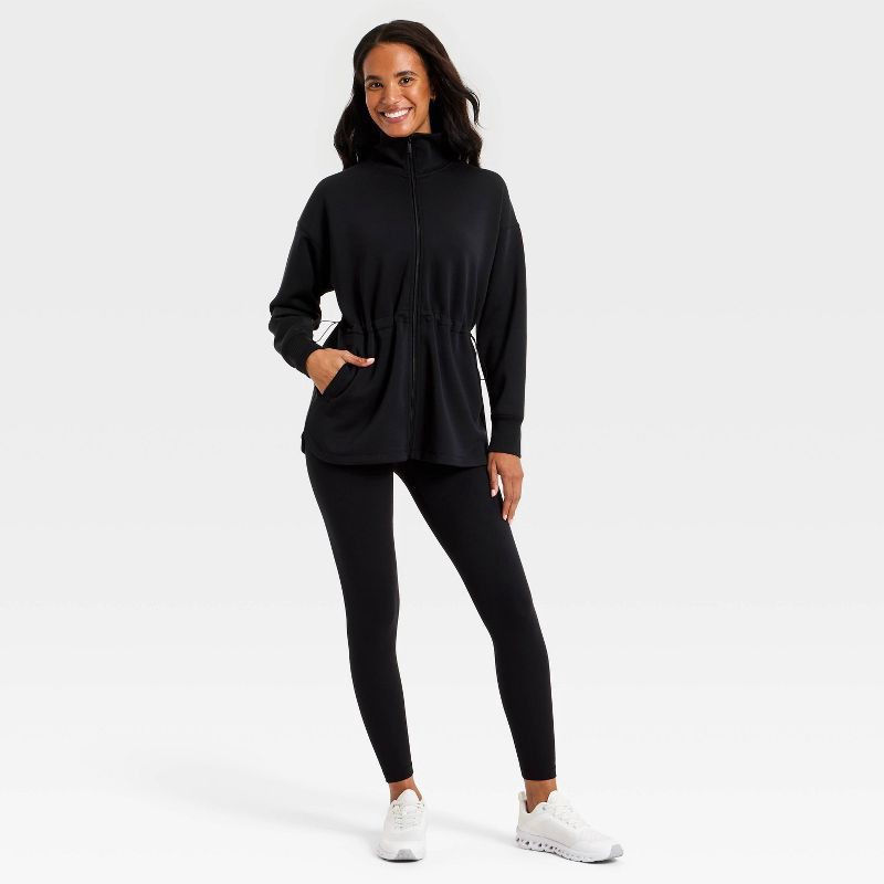 slide 3 of 5, Women's Airy Sleek Long Full Zip Jacket - All In Motion™ Black XL, 1 ct