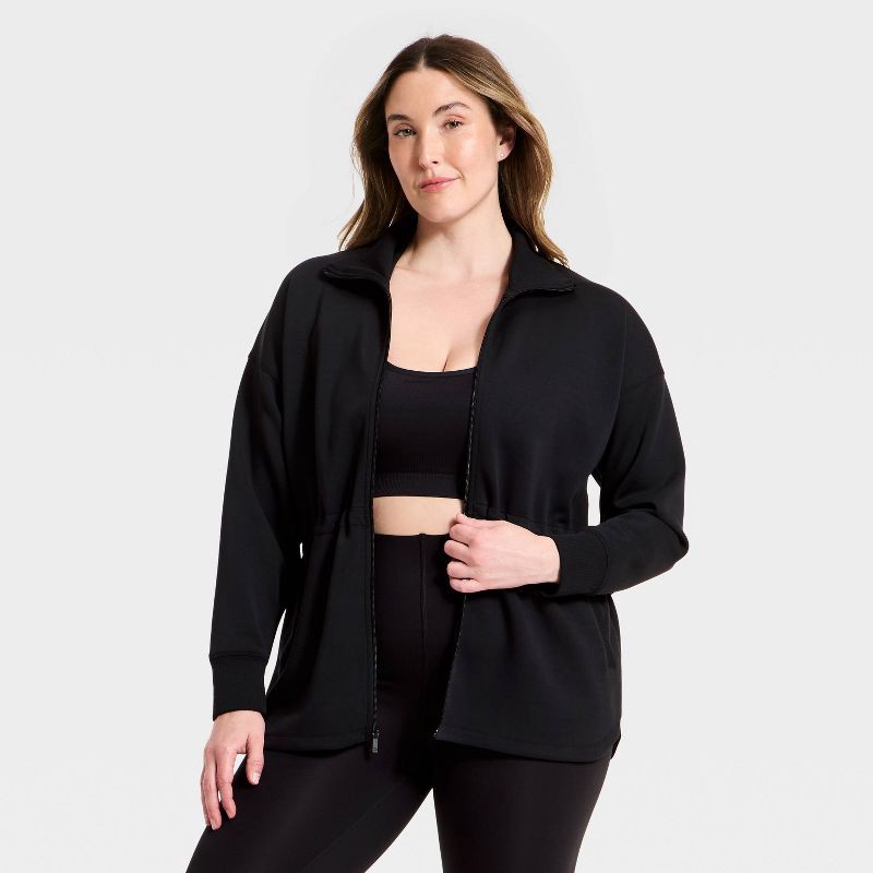 slide 4 of 5, Women's Airy Sleek Long Full Zip Jacket - All In Motion™ Black XXL, 1 ct