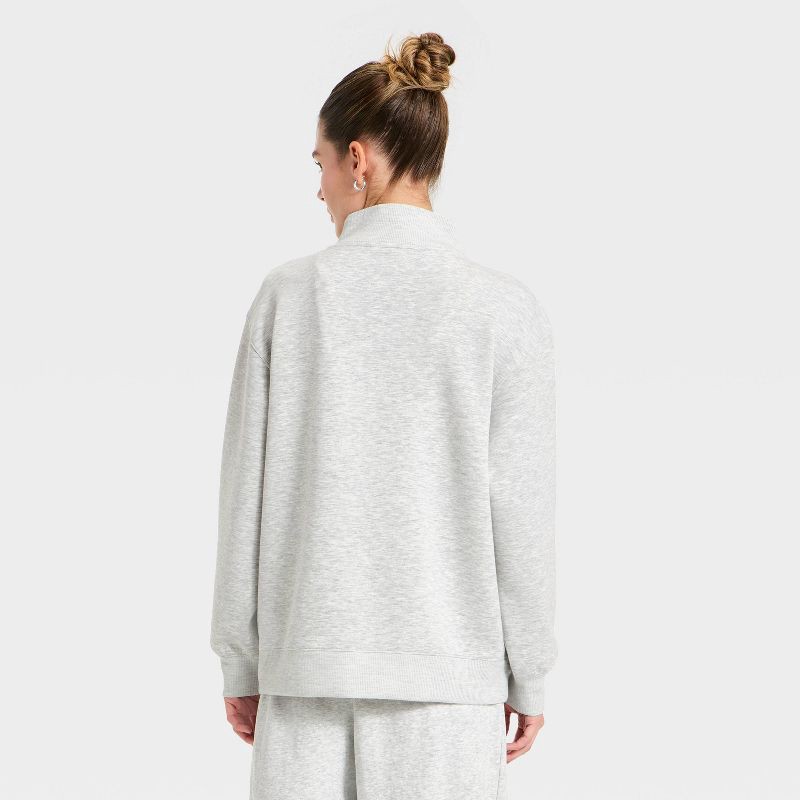 slide 2 of 5, Women's Airy Sleek Deep Zip Pullover Sweatshirt - All In Motion™ Heather Gray XS, 1 ct
