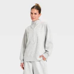 Women's Airy Sleek Deep Zip Pullover Sweatshirt - All In Motion™ Heather Gray XS