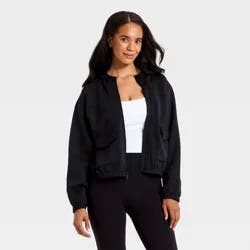 Women's Airy Sleek Full Zip Scuba Hooded Jacket - All in Motion™ Black XS
