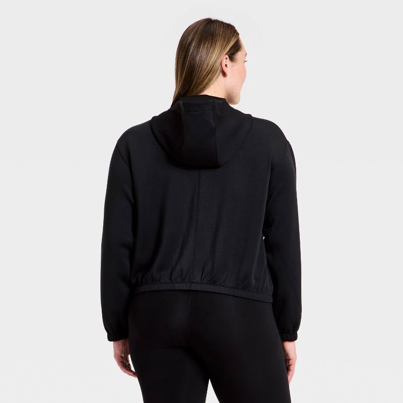 slide 5 of 5, Women's Airy Sleek Full Zip Scuba Hooded Jacket - All in Motion™ Black S, 1 ct