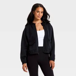 Women's Airy Sleek Full Zip Scuba Hooded Jacket - All in Motion™ Black M