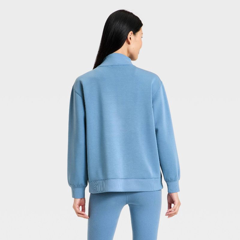 slide 3 of 5, Women's Airy Sleek Deep Zip Pullover Sweatshirt - All In Motion™ Steel Blue S, 1 ct