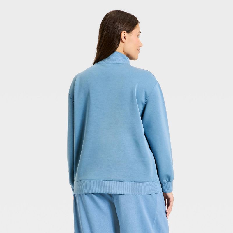 slide 5 of 5, Women's Airy Sleek Deep Zip Pullover Sweatshirt - All In Motion™ Steel Blue M, 1 ct