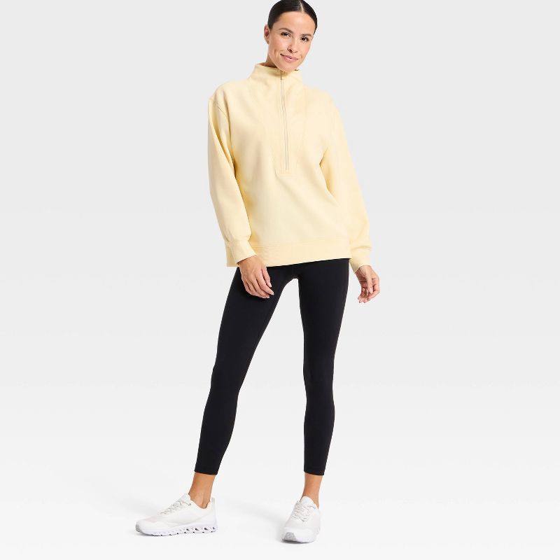 slide 3 of 5, Women's Airy Sleek Deep Zip Pullover Sweatshirt - All In Motion™ Light Yellow XS, 1 ct