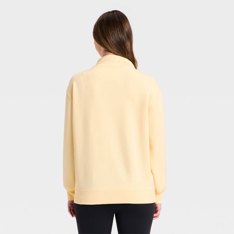 slide 5 of 5, Women's Airy Sleek Deep Zip Pullover Sweatshirt - All In Motion™ Light Yellow S, 1 ct