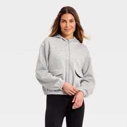 Women's Airy Sleek Full Zip Scuba Hooded Jacket - All in Motion™ Heatherd Gray XXL