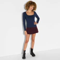 Women's Long Sleeve Square Neck T-Shirt - Wild Fable™ Navy Blue S