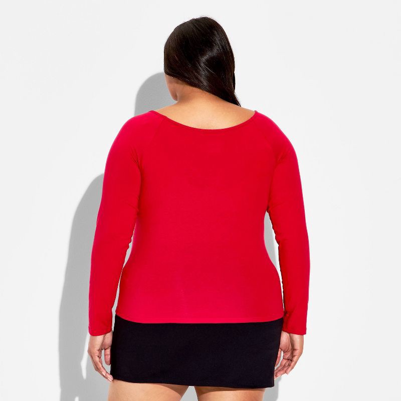 slide 3 of 3, Women's Slim Fit Long Sleeve Keyhole T-Shirt - Wild Fable™ Berry Red XXL, 1 ct