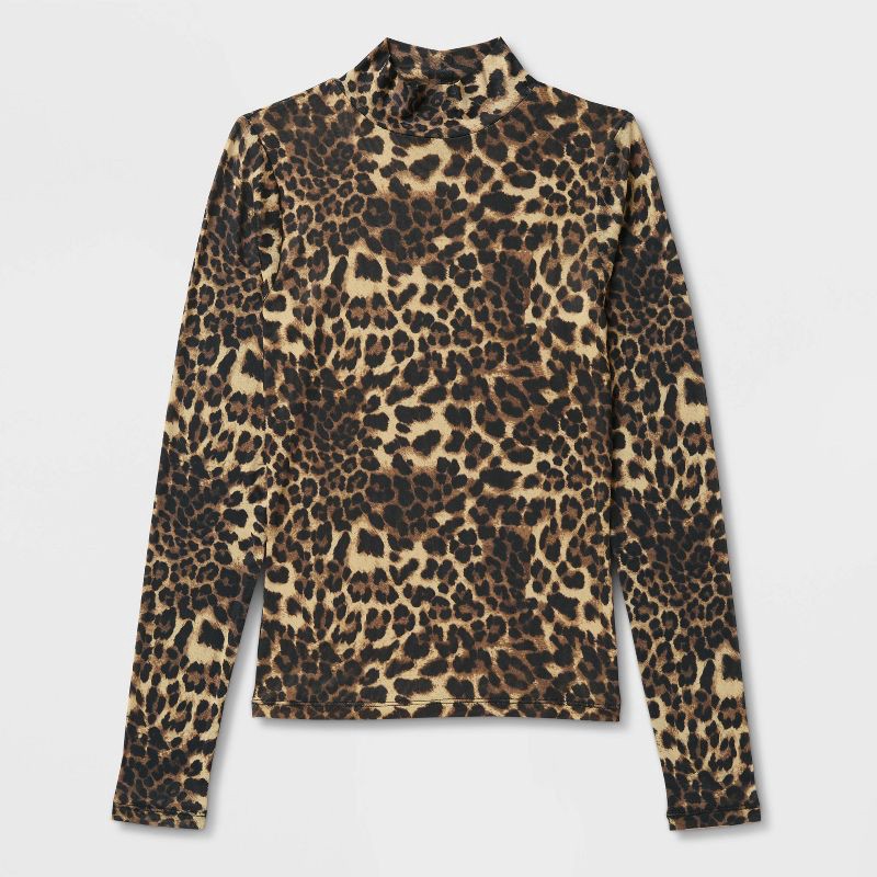 slide 4 of 4, Women's Slim Fit Long Sleeve Mock Turtleneck T-Shirt - Wild Fable™ Cheetah S, 1 ct