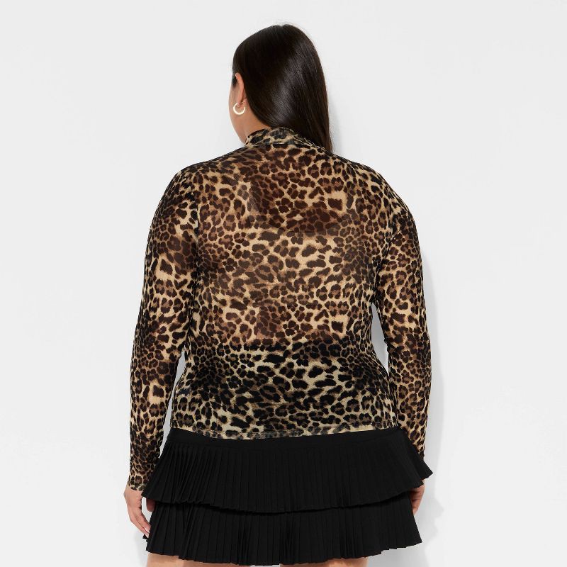slide 3 of 3, Women's Slim Fit Long Sleeve Mock Turtleneck T-Shirt - Wild Fable™ Cheetah XXL, 1 ct