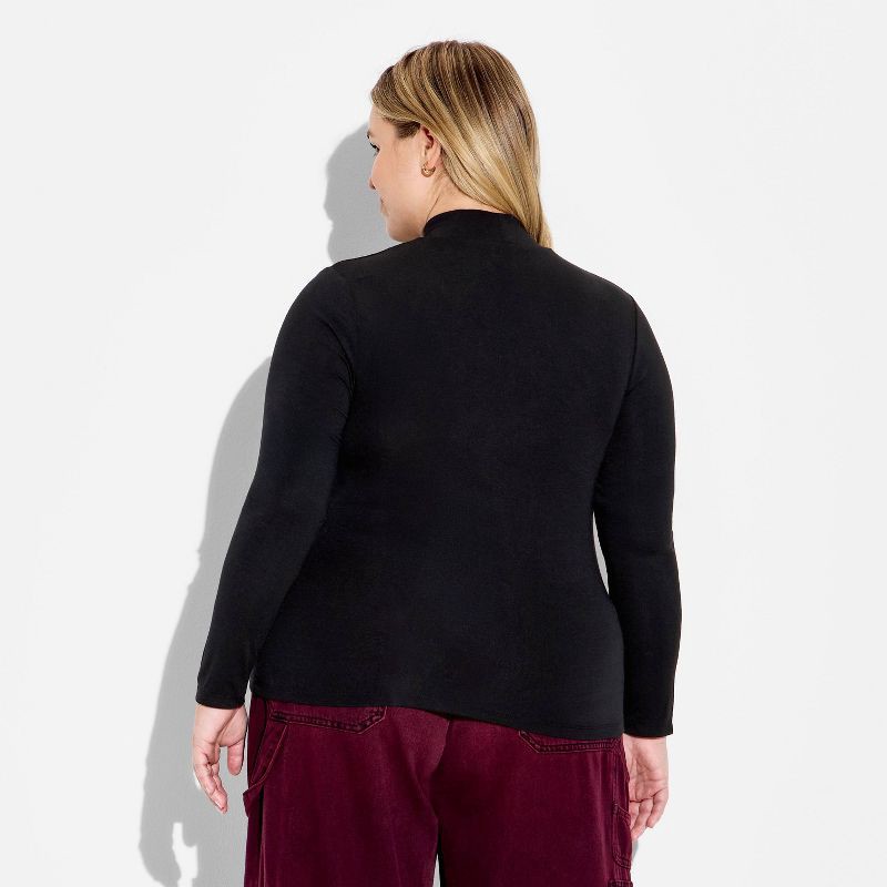 slide 3 of 3, Women's Slim Fit Long Sleeve Mock Turtleneck T-Shirt - Wild Fable™ Black XXL, 1 ct