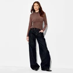 Women's Slim Fit Long Sleeve Mock Turtleneck T-Shirt - Wild Fable™ Brown S