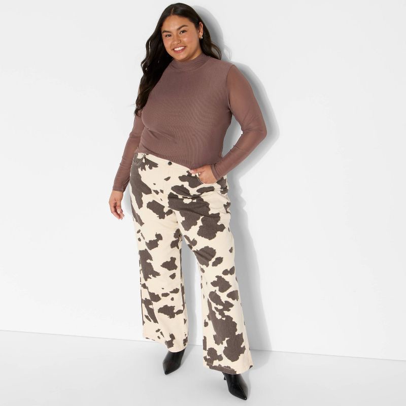 slide 1 of 3, Women's Slim Fit Long Sleeve Mock Turtleneck T-Shirt - Wild Fable™ Brown XXL, 1 ct