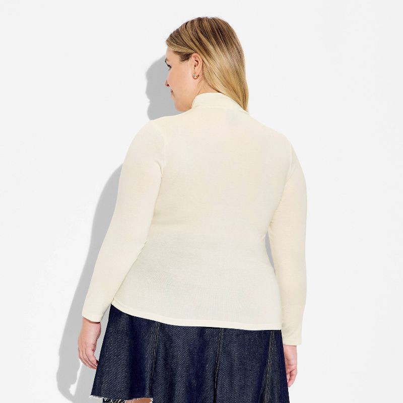slide 3 of 3, Women's Slim Fit Long Sleeve Mock Turtleneck T-Shirt - Wild Fable™ Off-White XXL, 1 ct