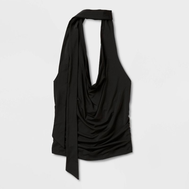 slide 4 of 4, Women's Tie Scarf Halter Top - Wild Fable™ Black M, 1 ct