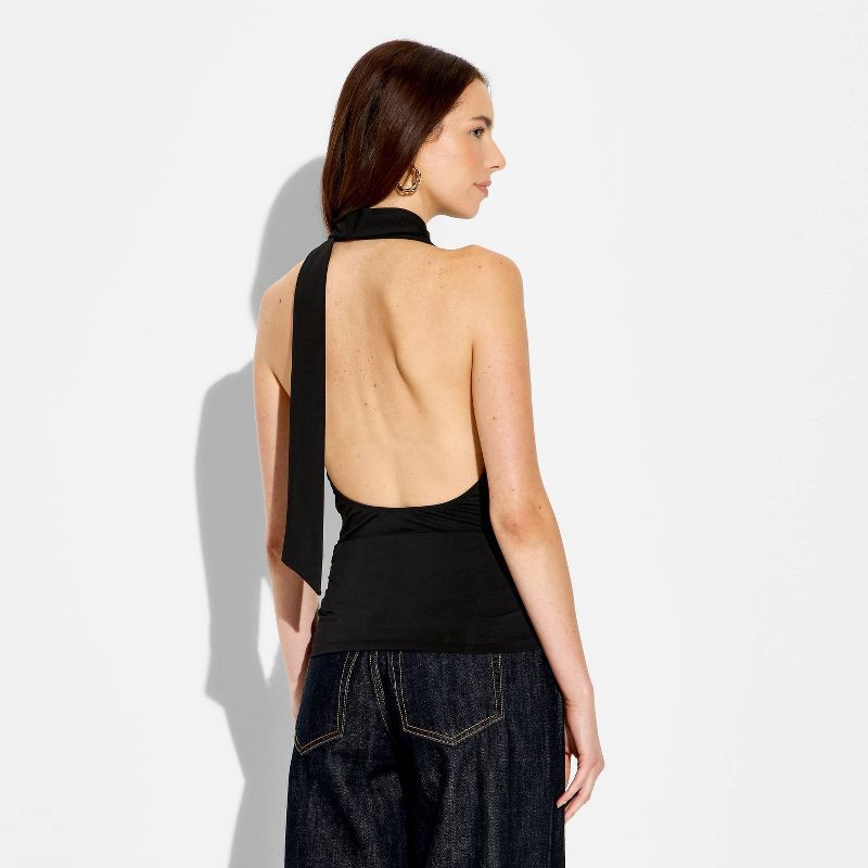 slide 3 of 4, Women's Tie Scarf Halter Top - Wild Fable™ Black L, 1 ct