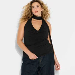 Women's Tie Scarf Halter Top - Wild Fable™ Black XXL