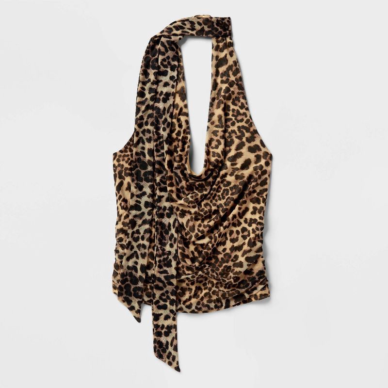 slide 4 of 4, Women's Tie Scarf Halter Top - Wild Fable™ Cheetah XS, 1 ct