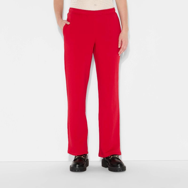 slide 2 of 3, Women's Mid-Rise Slim Straight Sweatpants - Wild Fable™ Berry Red XXS, 1 ct