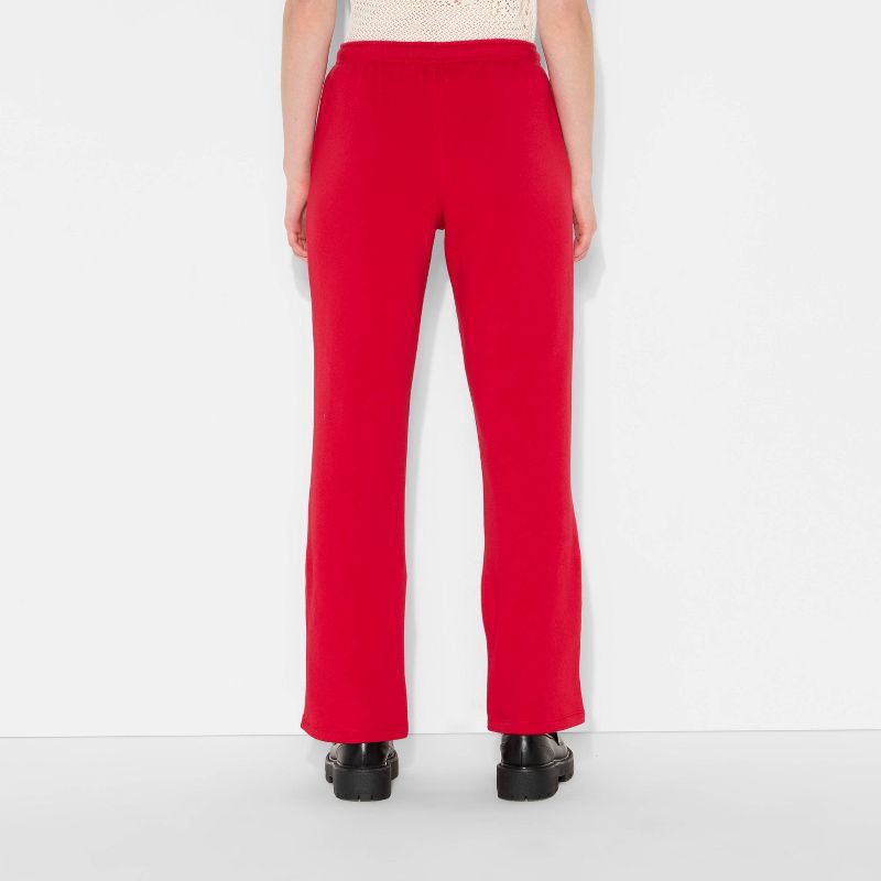 slide 3 of 3, Women's Mid-Rise Slim Straight Sweatpants - Wild Fable™ Berry Red S, 1 ct