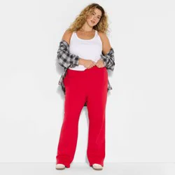 Women's Mid-Rise Slim Straight Sweatpants - Wild Fable™ Berry Red XXL