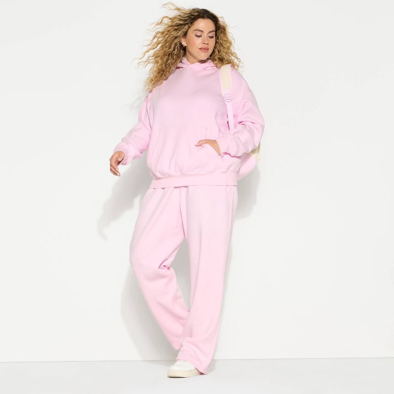 slide 1 of 3, Women's Mid-Rise Slim Straight Sweatpants - Wild Fable™ Light Pink XXL, 1 ct