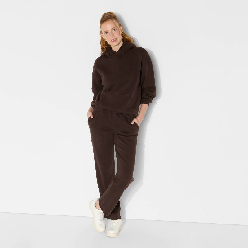 slide 1 of 3, Women's Mid-Rise Slim Straight Sweatpants - Wild Fable™ Espresso S, 1 ct