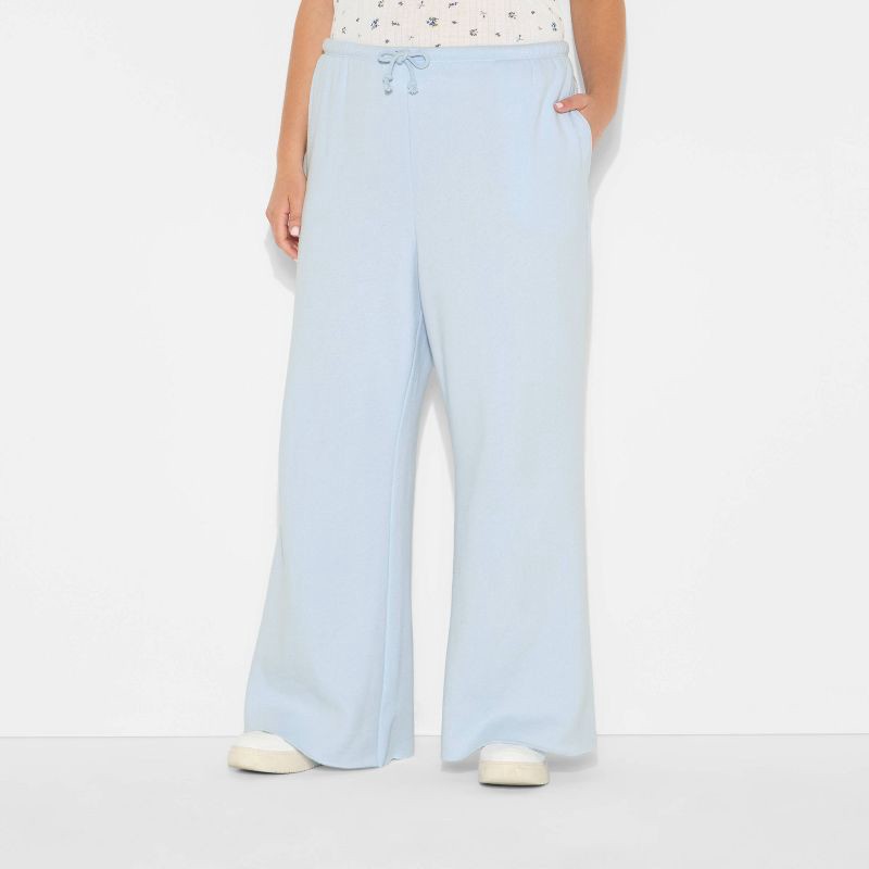 slide 2 of 3, Women's Mid-Rise Wide Leg Sweatpants - Wild Fable™ Light Blue XXL, 1 ct