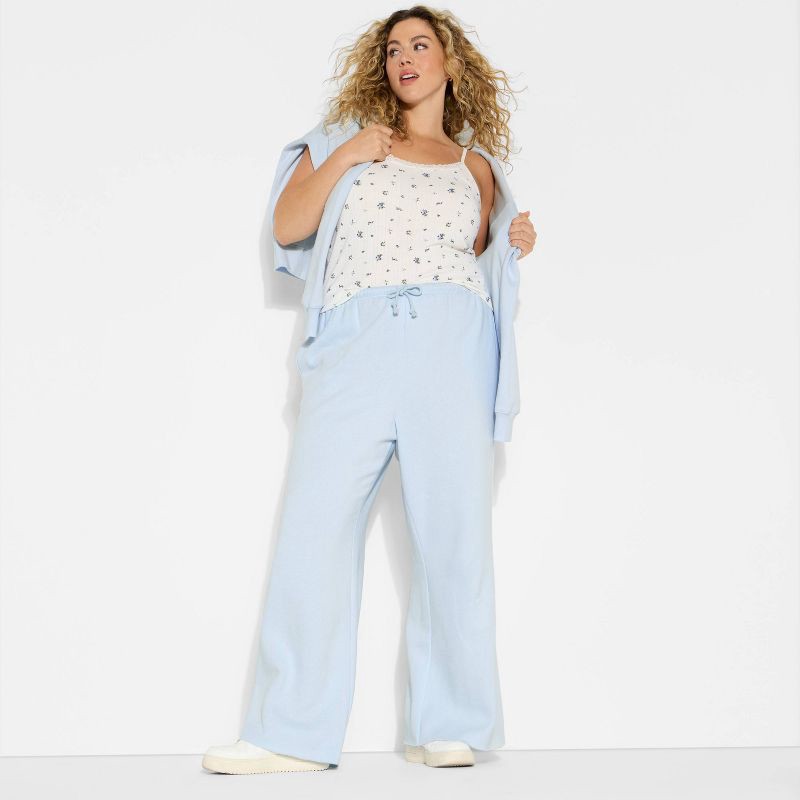 slide 1 of 3, Women's Mid-Rise Wide Leg Sweatpants - Wild Fable™ Light Blue XXL, 1 ct