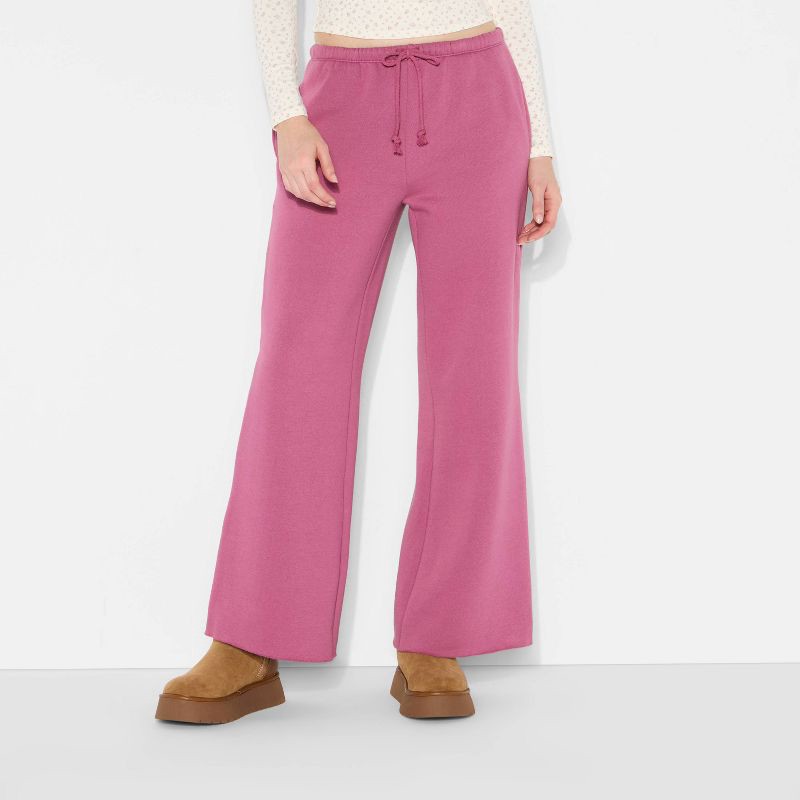 slide 2 of 3, Women's Mid-Rise Wide Leg Sweatpants - Wild Fable™ Mauve XXS, 1 ct