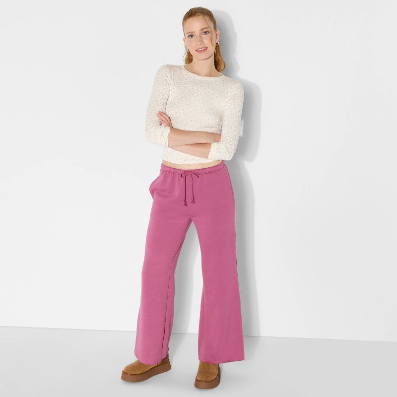 slide 1 of 3, Women's Mid-Rise Wide Leg Sweatpants - Wild Fable™ Mauve XS, 1 ct