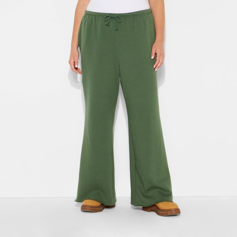 slide 2 of 3, Women's Mid-Rise Wide Leg Sweatpants - Wild Fable™ Dark Green XXL, 1 ct