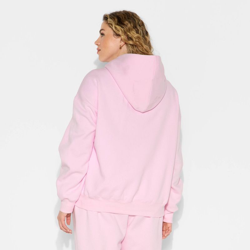 slide 3 of 3, Women's Oversized Bubble Hem Hooded Sweatshirt - Wild Fable™ Light Pink XXL, 1 ct