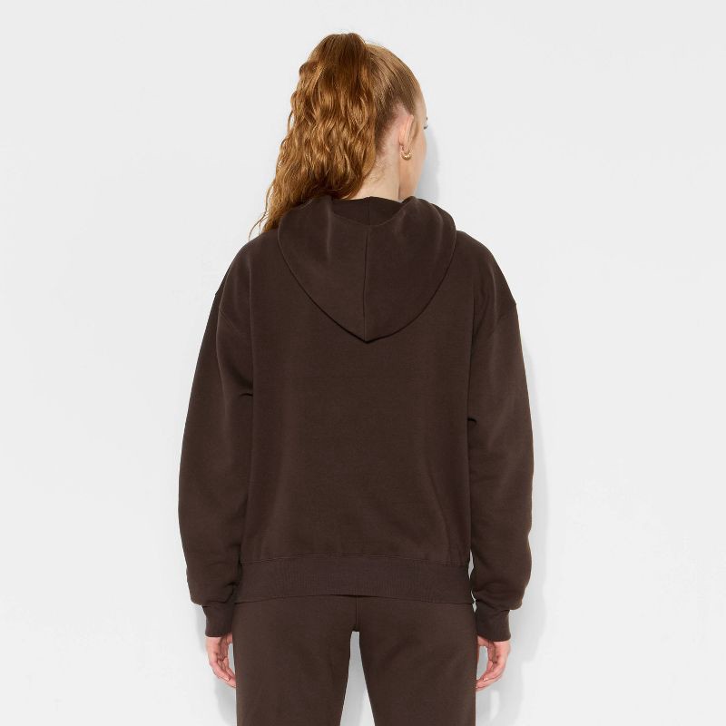 slide 3 of 3, Women's Oversized Bubble Hem Hooded Sweatshirt - Wild Fable™ Espresso M, 1 ct