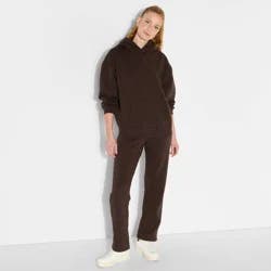 Women's Oversized Bubble Hem Hooded Sweatshirt - Wild Fable™ Espresso L