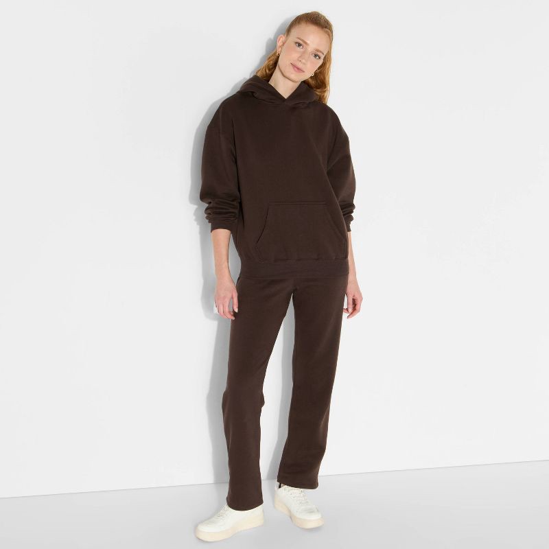 slide 1 of 3, Women's Oversized Bubble Hem Hooded Sweatshirt - Wild Fable™ Espresso XL, 1 ct