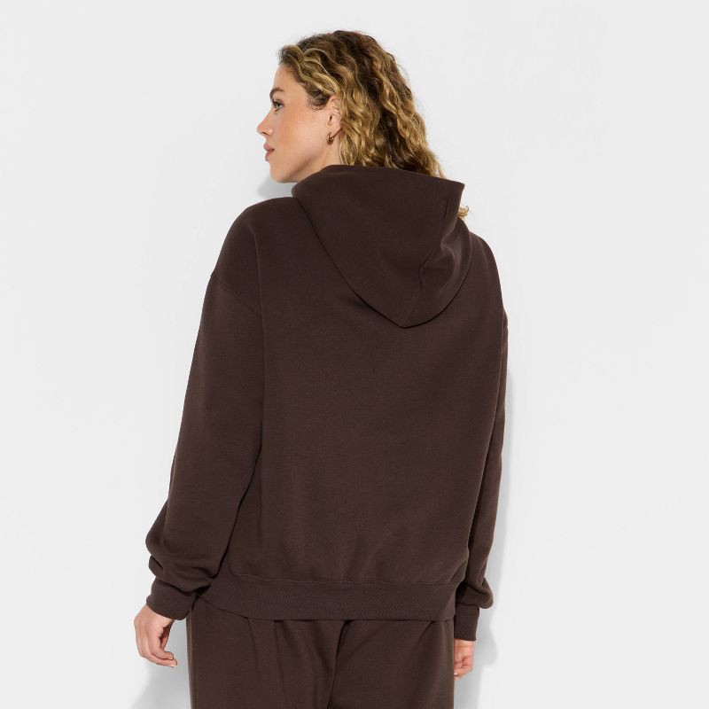 slide 3 of 3, Women's Oversized Bubble Hem Hooded Sweatshirt - Wild Fable™ Espresso XXL, 1 ct