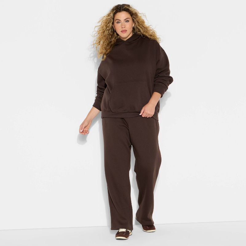 slide 1 of 3, Women's Oversized Bubble Hem Hooded Sweatshirt - Wild Fable™ Espresso XXL, 1 ct