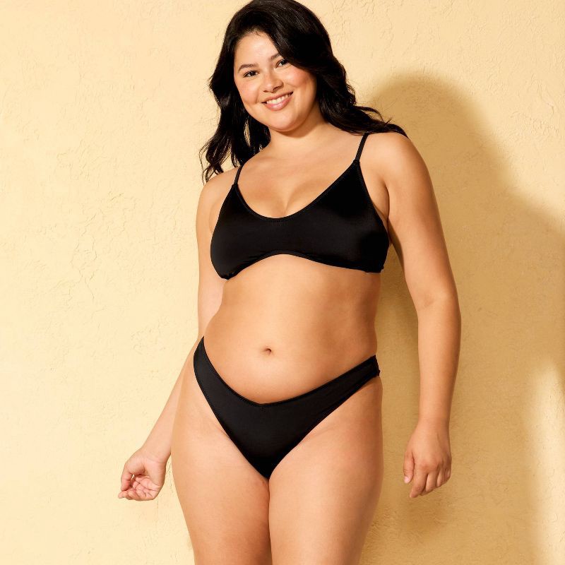 slide 4 of 5, Women's Low-Rise Extra High Leg Extra Cheeky Bikini Bottom - Wild Fable™ Black S, 1 ct