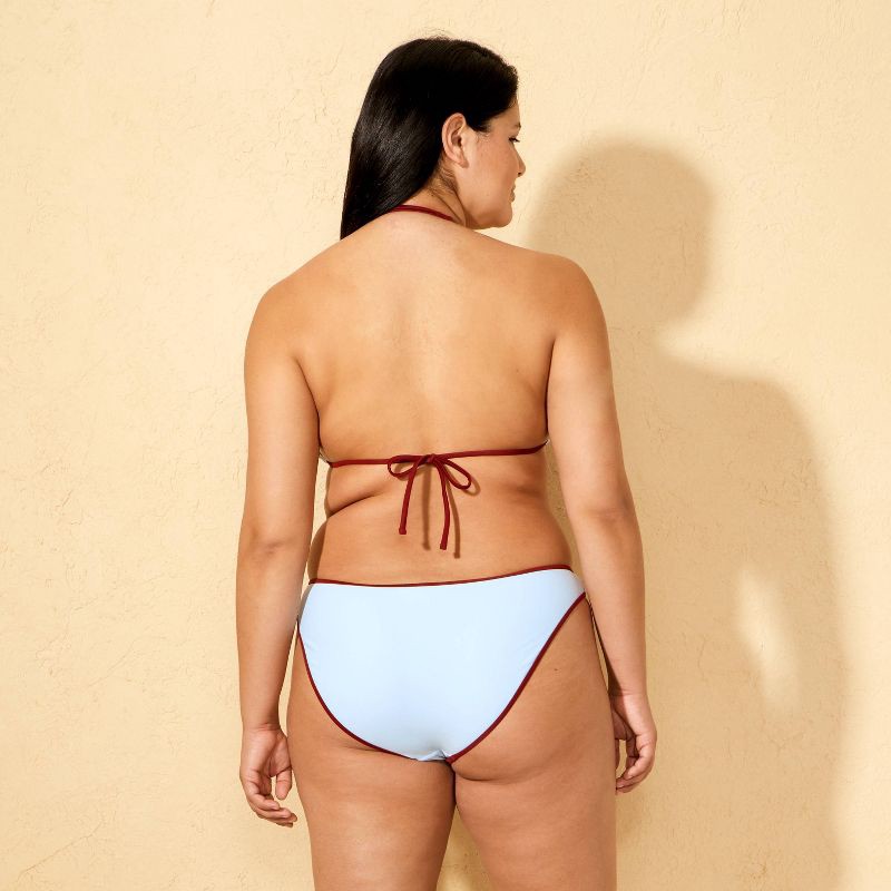 slide 5 of 5, Women's Contrast Binding Low-Rise High Leg Medium Coverage Bikini Bottom - Wild Fable™ Blue/Burgundy XL, 1 ct