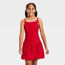 Girls' Drop Waist Bubble Hem Dress - art class™ Red M