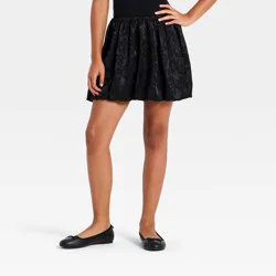 Girls' Jacquard Satin Bubble Skirt - art class™ Black L