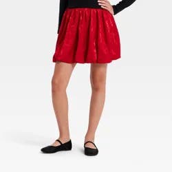 Girls' Jacquard Satin Bubble Skirt - art class™ Red S