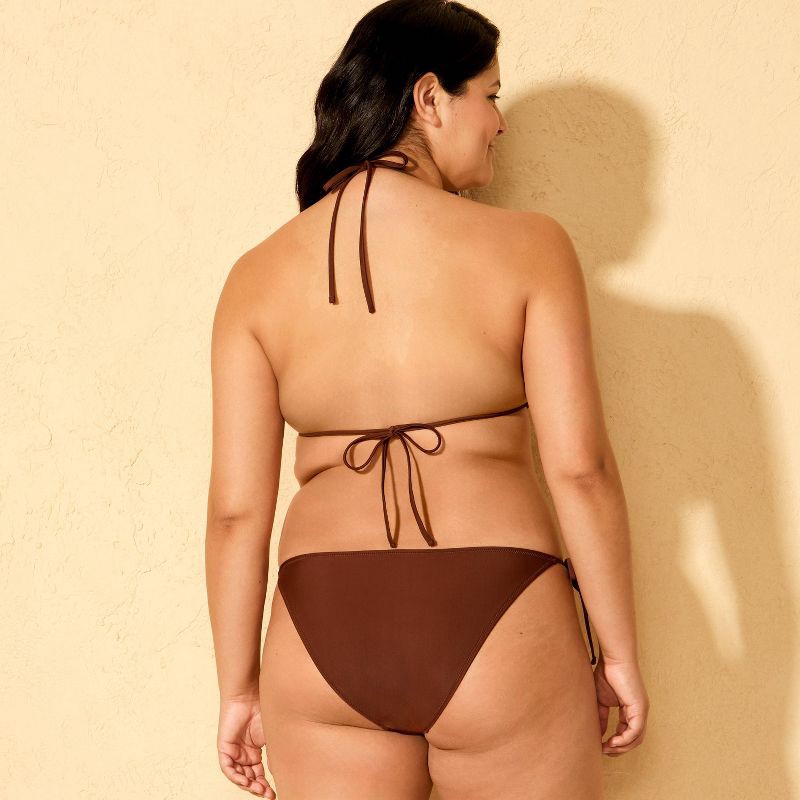 slide 5 of 5, Women's Solid Tricot Side-Tie Low-Rise High Leg Extra Cheeky Swim Bikini Bottom - Wild Fable™ Brown M, 1 ct